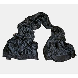 Frangi Rayon Blend Scarf Wrap Solid Black Neck Warmer 18x68 in Italy‎ Made